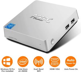Acepc T11 Mini Desktop PC. Windows 10 Pro Intel CPU. 4GB/64GB eMMC Plus 128GB SSD 2.5-Inch bay