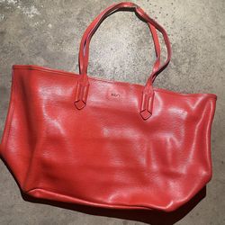Lauren Ralph Lauren Red Leather Tote Bag