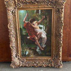 Oil Paining In Beautiful Ornate Frame