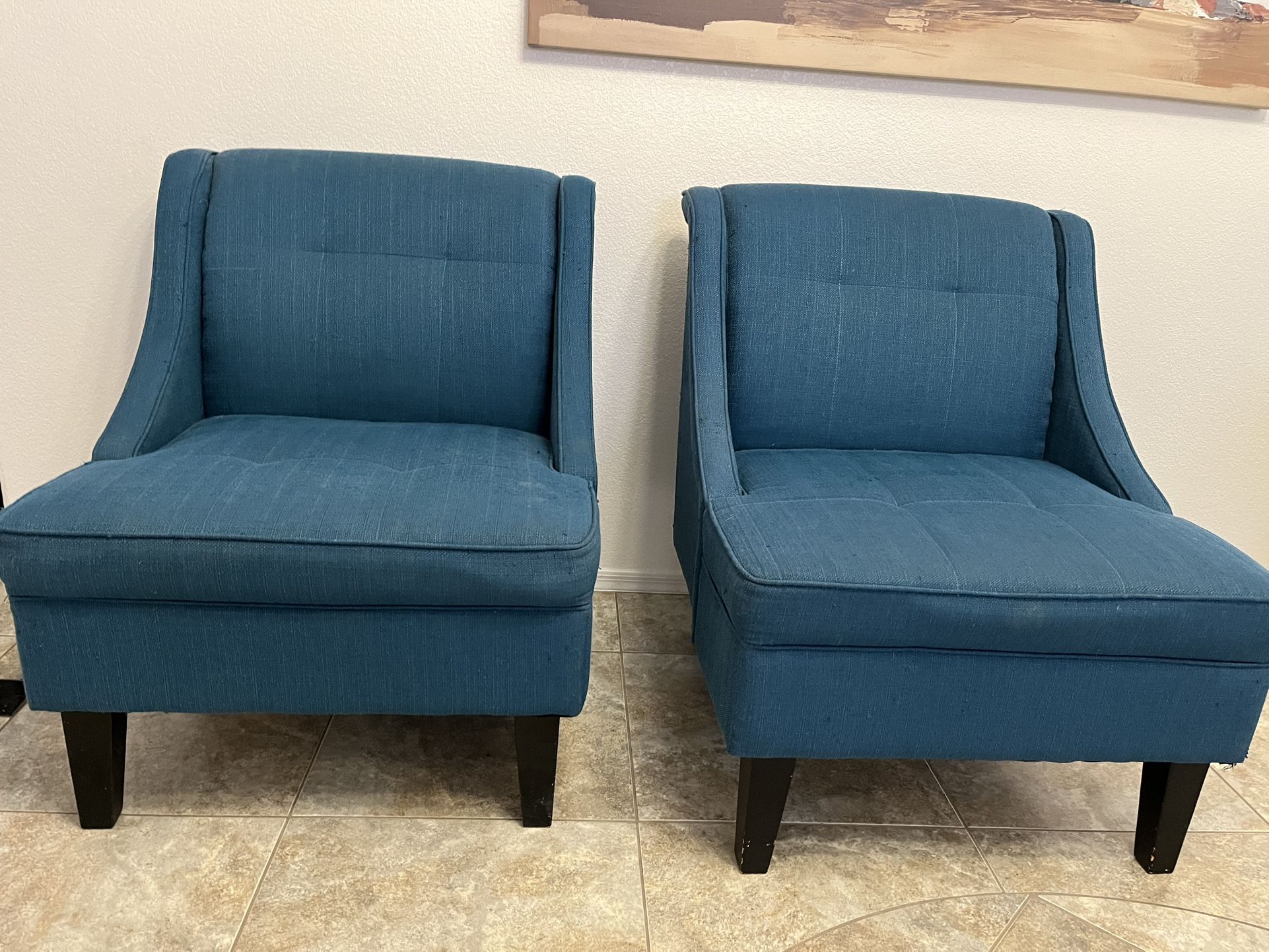 Pair of Teal Accent Chairs – $25 Each