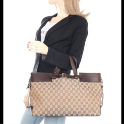 Authentic Vintage Gucci GG Monogram Large Belt Tote Bag