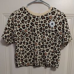 Converse All Star Shirt Large 12-13 Teen Cheetah Preowned 