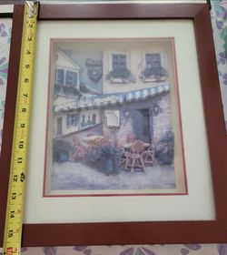 3D-style shadowbox print titled "Auberge de la Fleur" by artist Barbara Wilson.