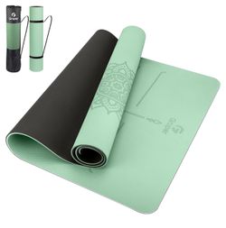 Large Gruper Yoga Mat Non Slip TPE Extra Wide Yoga Mat with Alignment Mark, 72"L × 32"W x 0.32"