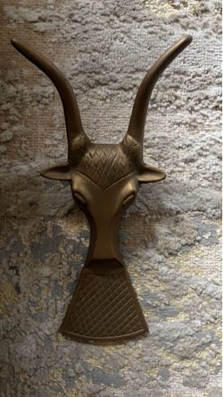 Vintage Solid Brass Antelope Longhorn Steer Boot Jack & Door Stop