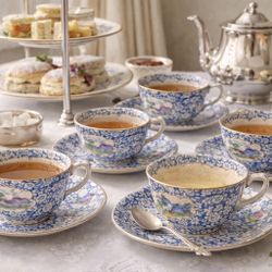 British Anchor Pottery Antique 1900s “Celebrate” 5 Cups 6 Saucers Lot ROUGH