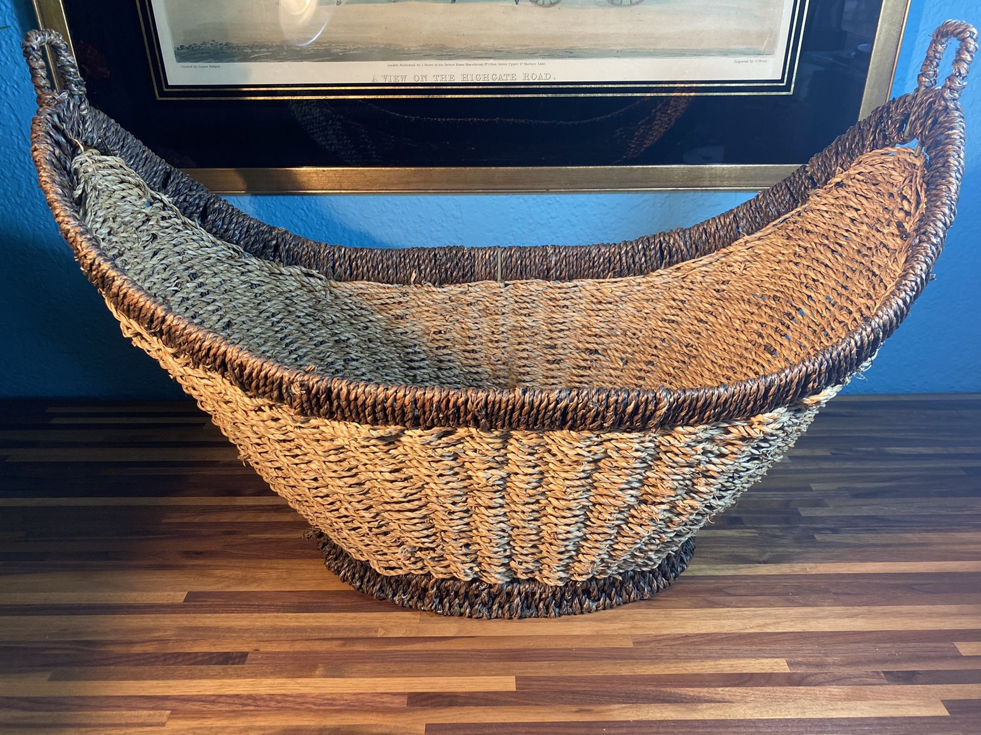 Beautiful woven rope basket . Great for storage of many things.