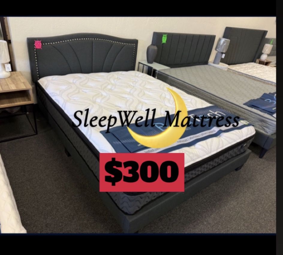 Queen Size Bed Frame With Pillow Top Mattress Included 