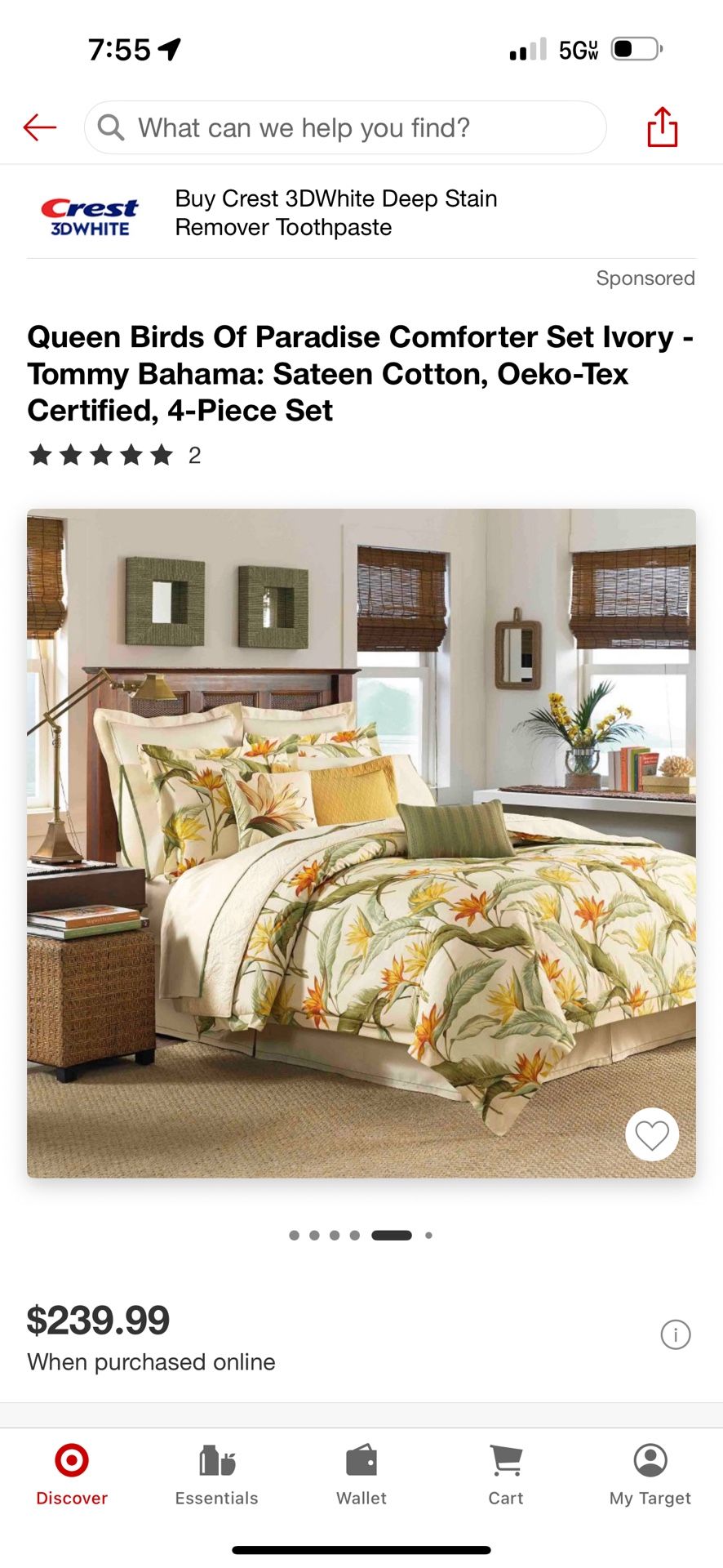 Duvet Cover Tommy Bahama Paradise Collection Queen Birds Of