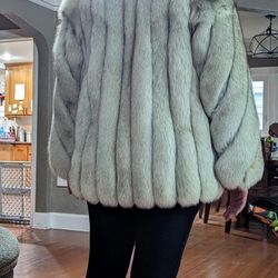 Blue Fox Fur Coat From Saga Fox