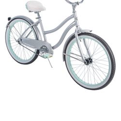 Huffy 24" Cranbrook Girls' Cruiser Bike with Perfect Fit Frame, Silver Mint