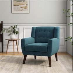 Accent Chair, Mid-Century Modern Velvet Fabric Chairs with Arms for Living Room, Comfy Upholstered Club Single Sofa Armchair for Bedroom Waiting Room 