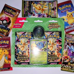 Pokemon Ascended Hero’s Coin Blister Pack + Mix Lot Of Pokemon Packs