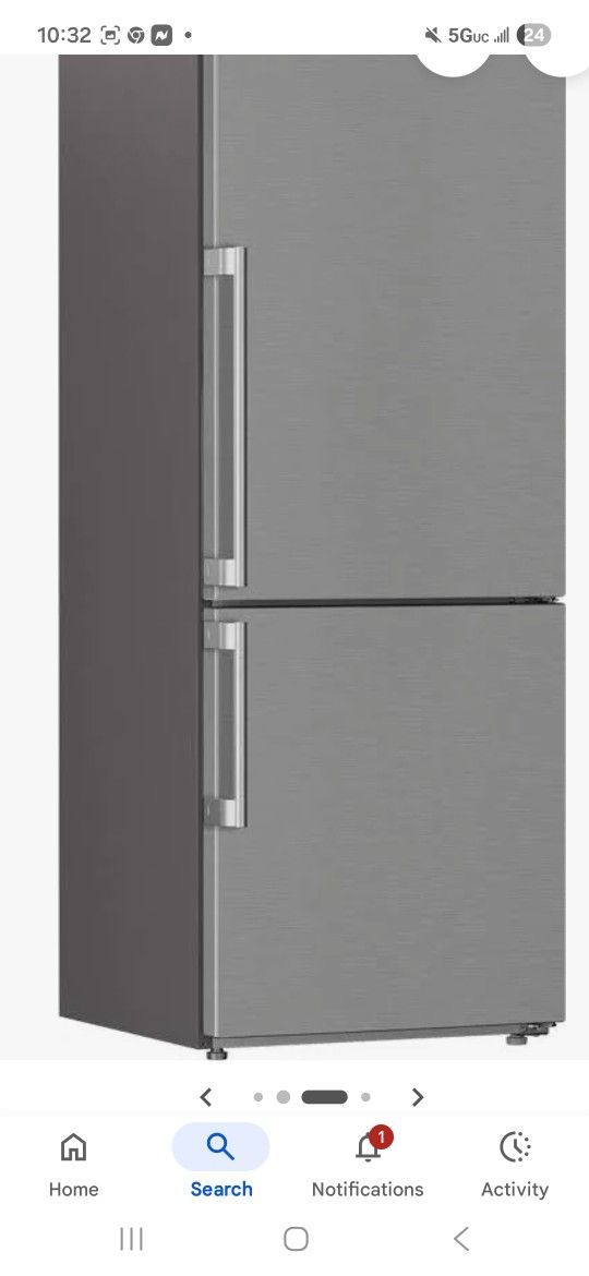 Bloomberg Refrigerator Bottom Freezer Steel Door