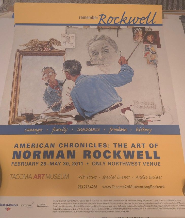 Remember Rockwell 2011 Poster Tacoma Art Museum 17x22" Mint Condition