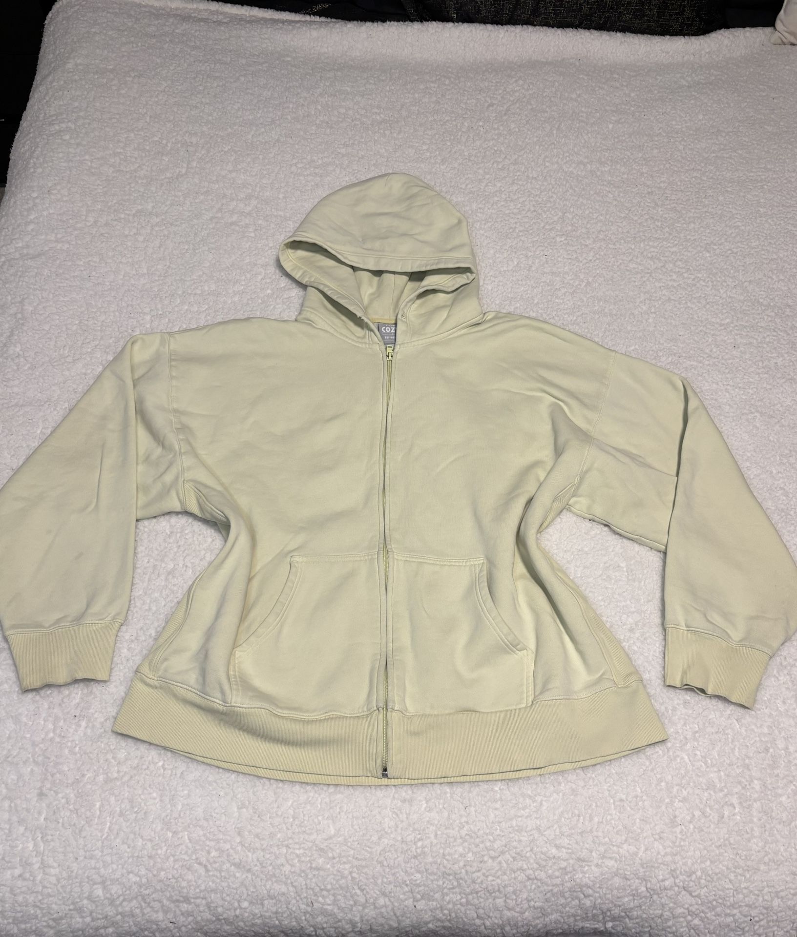 Aritzia Tna Women Yellow Cozy Fleece Mega Full Zip Hoodie