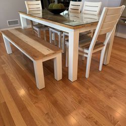 Modern Dining Room Table, Chairs, Bench (Like New)