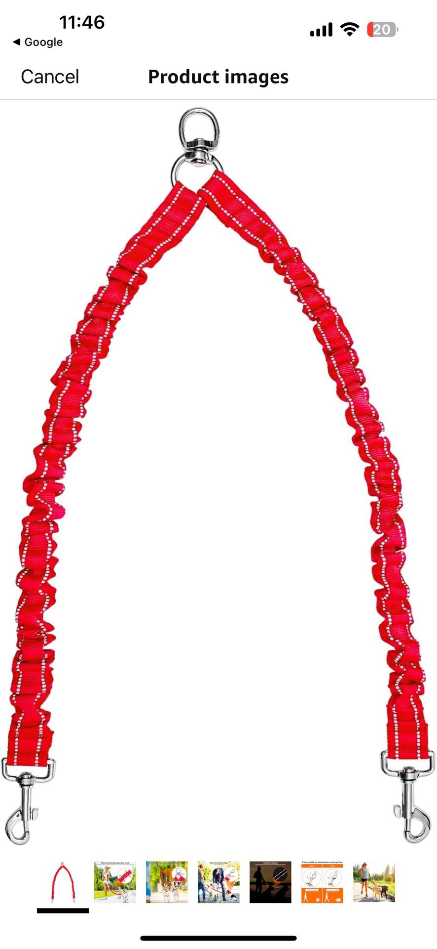 Tangle Free BungeeX2 Double Dog Leash Coupler, 360° Swivel No Tangle Dual Dog Walking & Training Leash|0-30lbs|, Comfortable Shock Absorbing Reflectiv