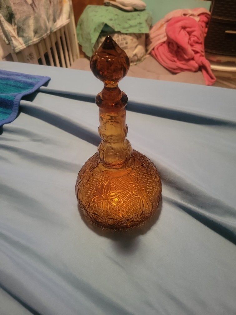 Vintage Amber Glass Mcm Decanter