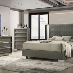 Brand New Grey 4pc Queen Bedroom Set (Available In Eastern King)