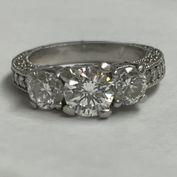 3.5ctw Natural Platinum G/VS2 Diamond Engagement Ring 
