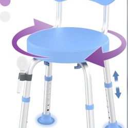 Swivel Shower Chair, 360° Non-Slip Shower Seat with Backrest for Elderly and Disabled, Height Adjustable Rotating Tub Bench for Seniors Bathroom Insid