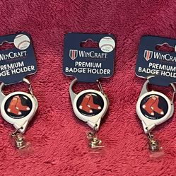 MLB Boston Red Sox BoSox Retractable Security ID Badge Holder Reel Set Of 3! NEW!