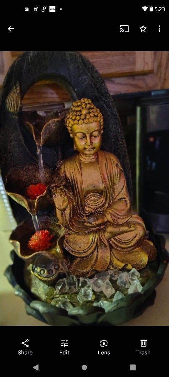 Buddha Decoration, LED Tabletop Fountain,/Desktop Fountain, &Flowing Water, NWOT