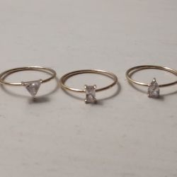 4 Piece Ring Set 14 K Gold Plated Cubic Zirconia