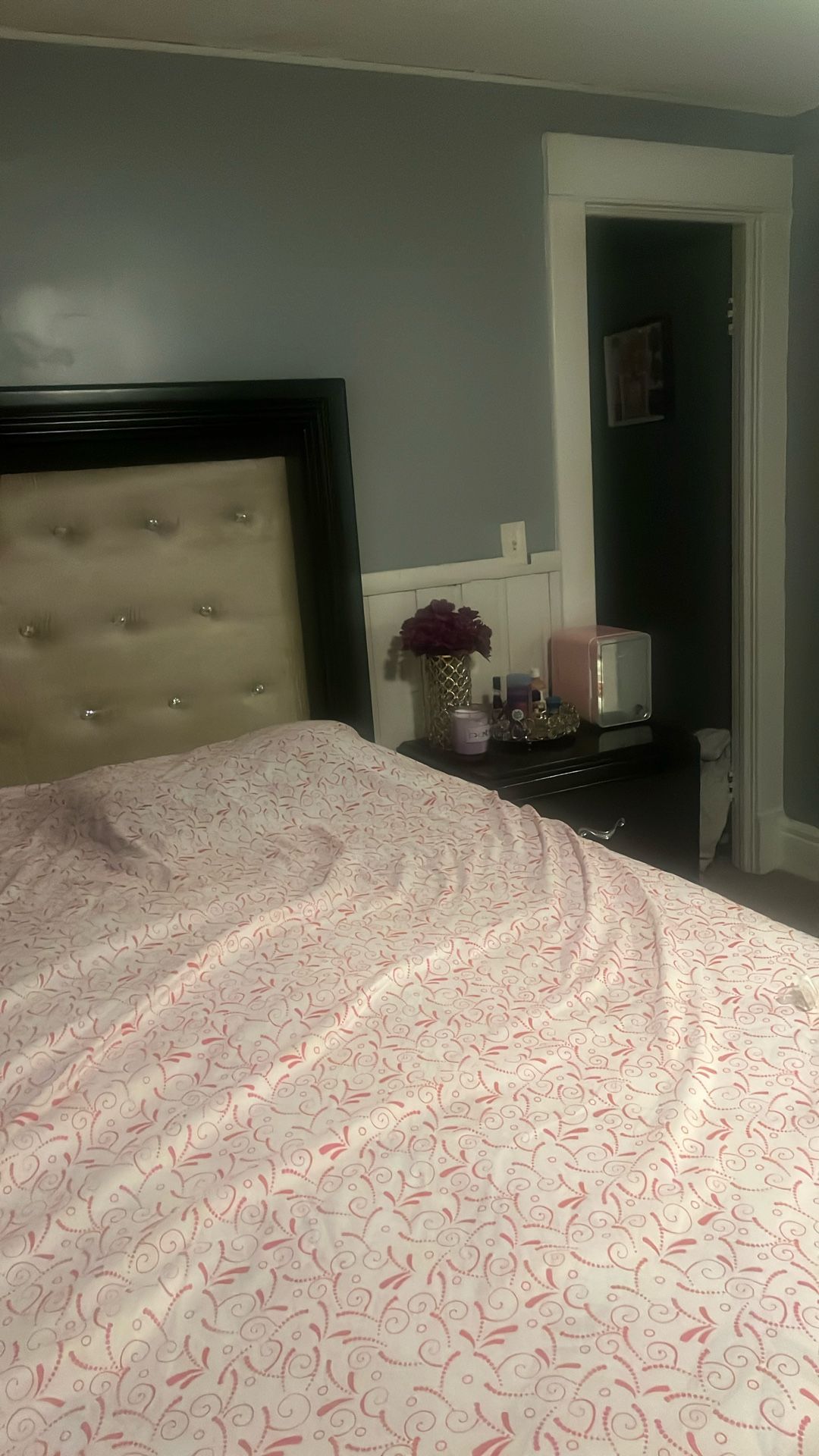 Queen sized Bed Frame with headboard and matching Nightstand