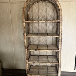 Vintage Brown Rattan  Bookshelf