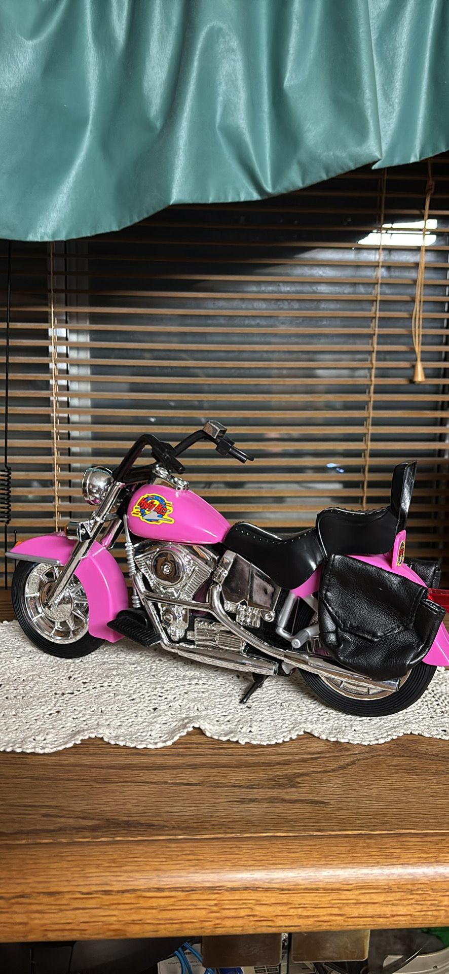 Forever Girl Honey Hog toy motorcycle for 11.5” fashion doll pink Honey Hog graphic saddlebags 14”L