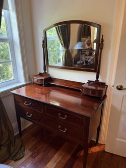 Vintage Wooden Vanity with Mirror