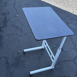 Japard Small Desk on Wheels, Mobile TV Tray Table Rolling Desk for Bed Sofa, Adjustable Height 23.6" Wide C-Shape Loadable 66lbs (Black, 66 lbs Loadab