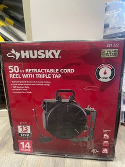 Husky 50 ft Retractable Cord Reel Triple Tap