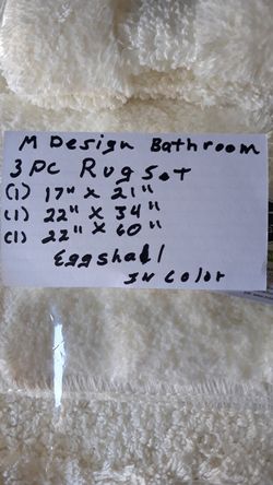 M Design 3 pc Bathroom Rug Set 17" x 21" , 22" x 34", & 22" x 60"