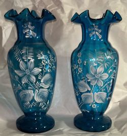 Set Of Victorian Hand Painted Vases
