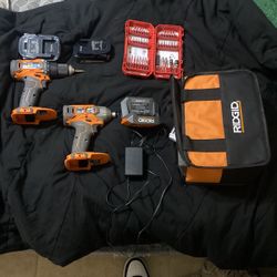 Ridgid Drills And Milwaukee Drill Bits Comes With a Dewalt Grinder Barely Used 