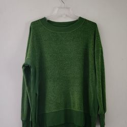 Aerie Oversized Fuzzy Pullover Sweatshirt  Color:Green  Size S
