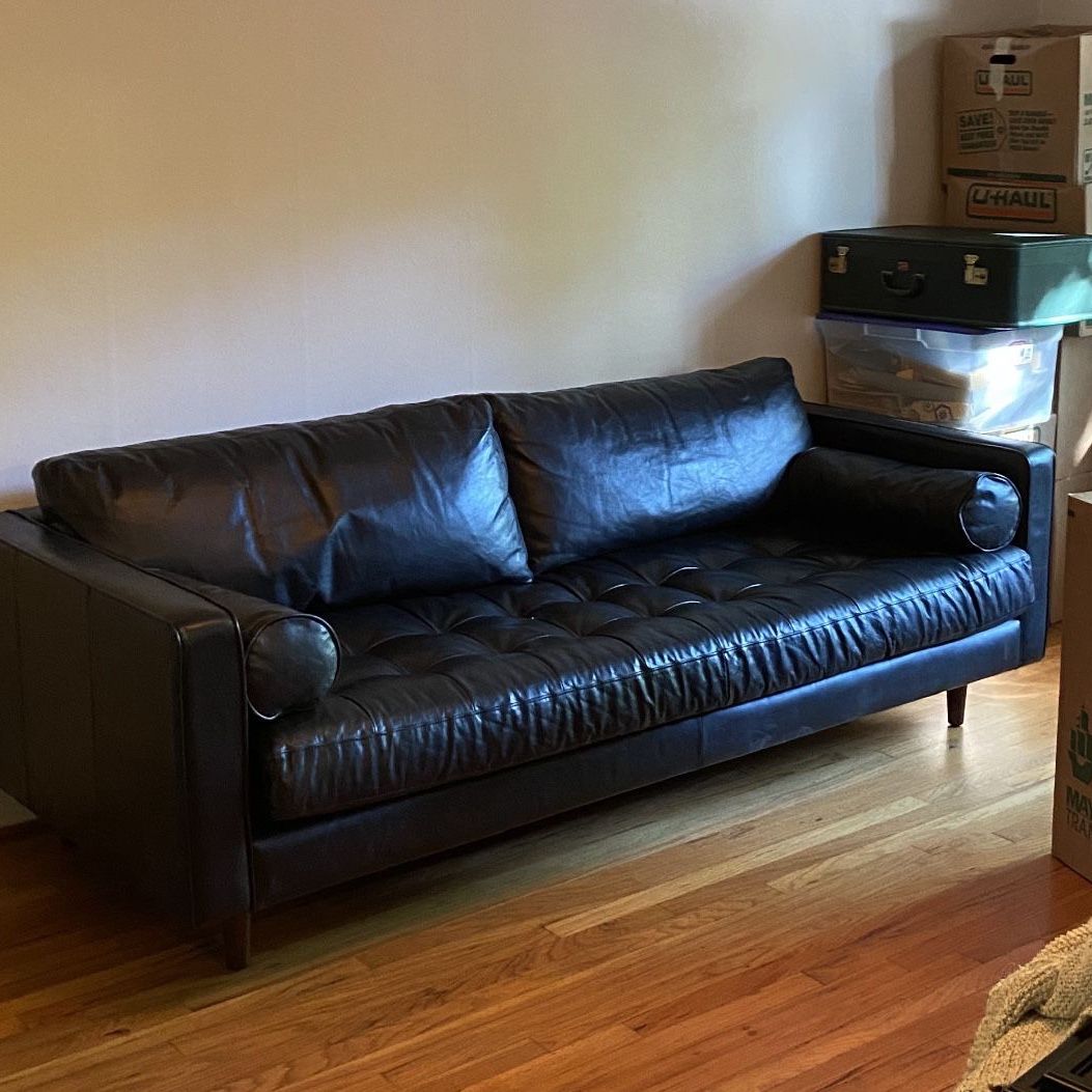 Article blue leather couch deals