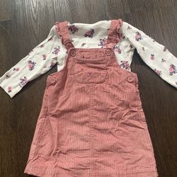 Girls Pink Jumper Dress With Shirt Size 18 Months By Carters #9