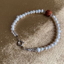 Freshwater Pearl Bracelet With Rudraksha Seed Bracelet 