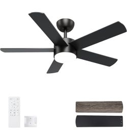 42 inch Black Ceiling Fans with Lights and Remote Control ص