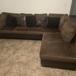 Brown sectional couch