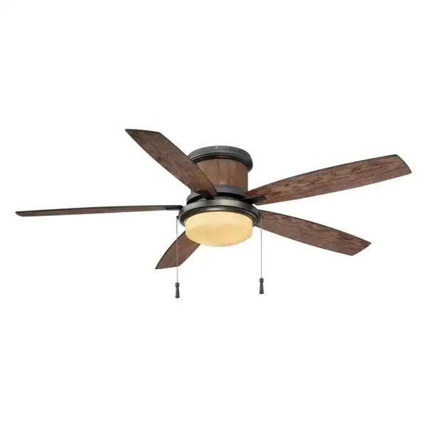 Hampton Bay Roanoke 56 in. LED Indoor/Outdoor in Natural Iron Ceiling Fan NEW
