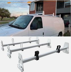 C298V03 - Universal Ladder Roof Rack with Rain Gutters for Ford E-series/ Chevrolet Express/ GMC Savana Install
