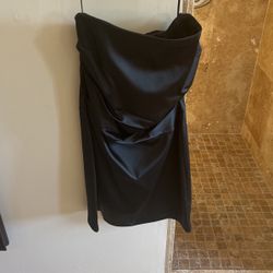 LBD Black Satin Strapless Dress