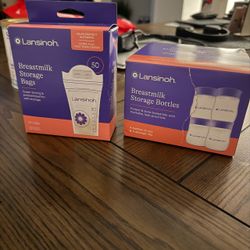 Breast milk storage packs and bottles