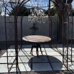 Round Heavy Metal Crank Table Indoor Or Outdoor 