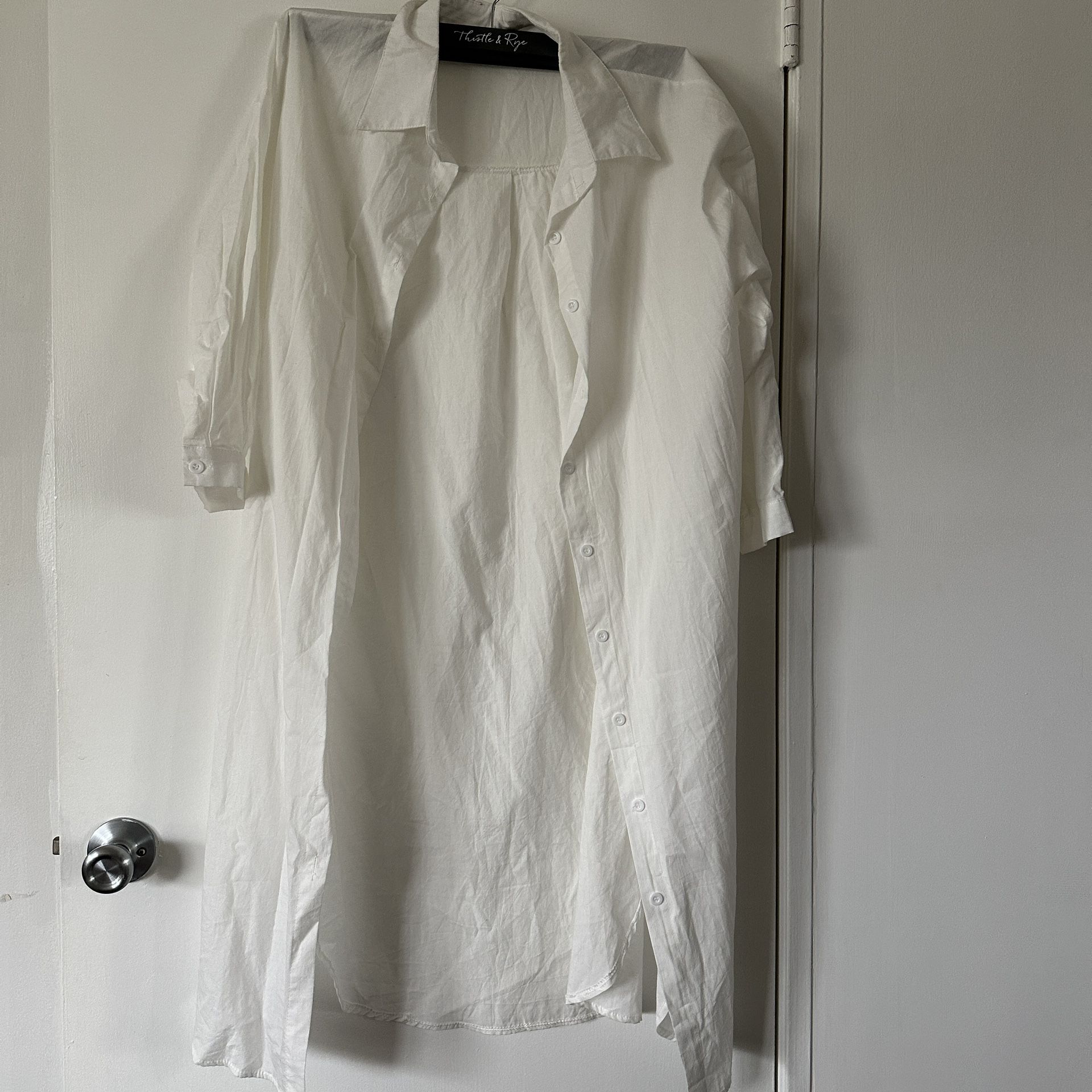 white long button down shirt